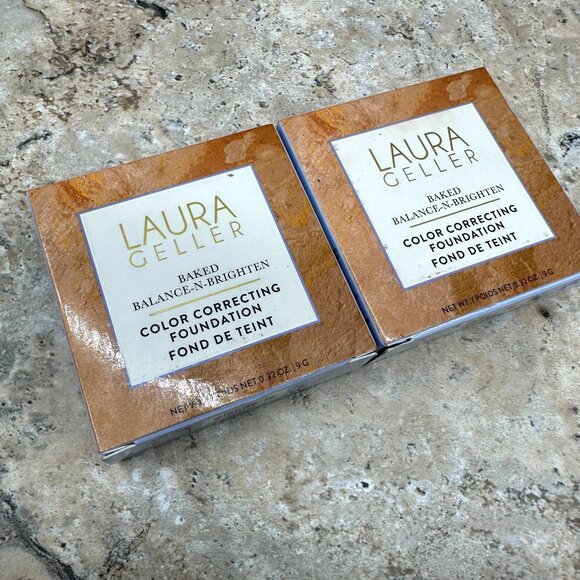 2X LAURA GELLER Baked Balance-n-Brighten Color Correcting Foundation Fair 9G NIB - Picture 3 of 9